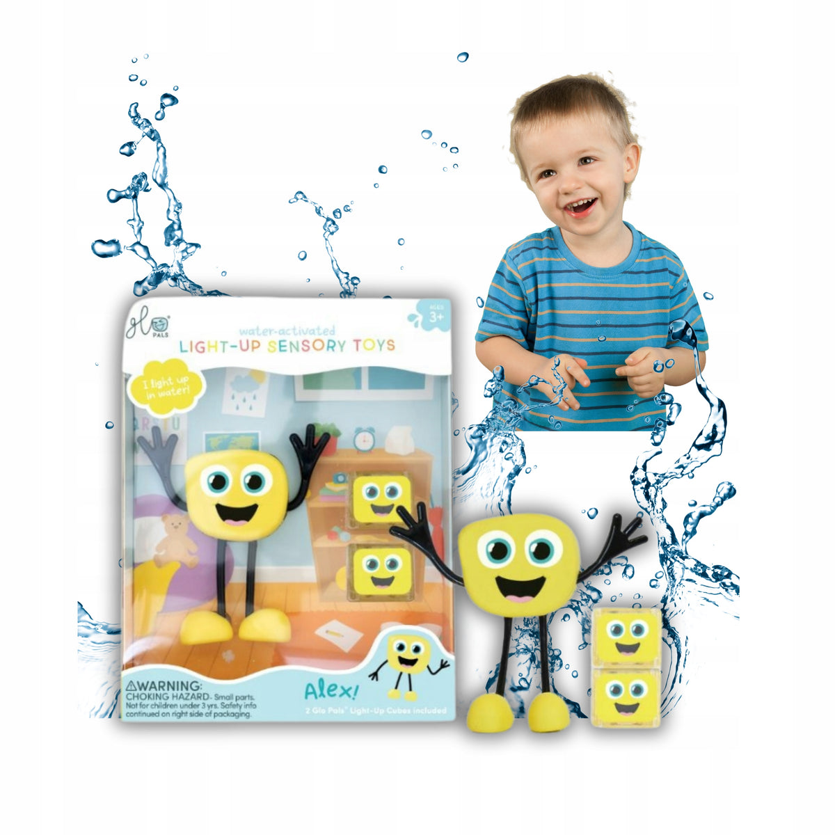 Sensory Glowing Bath Toy ALEX, Glo Pals + 2 Costs