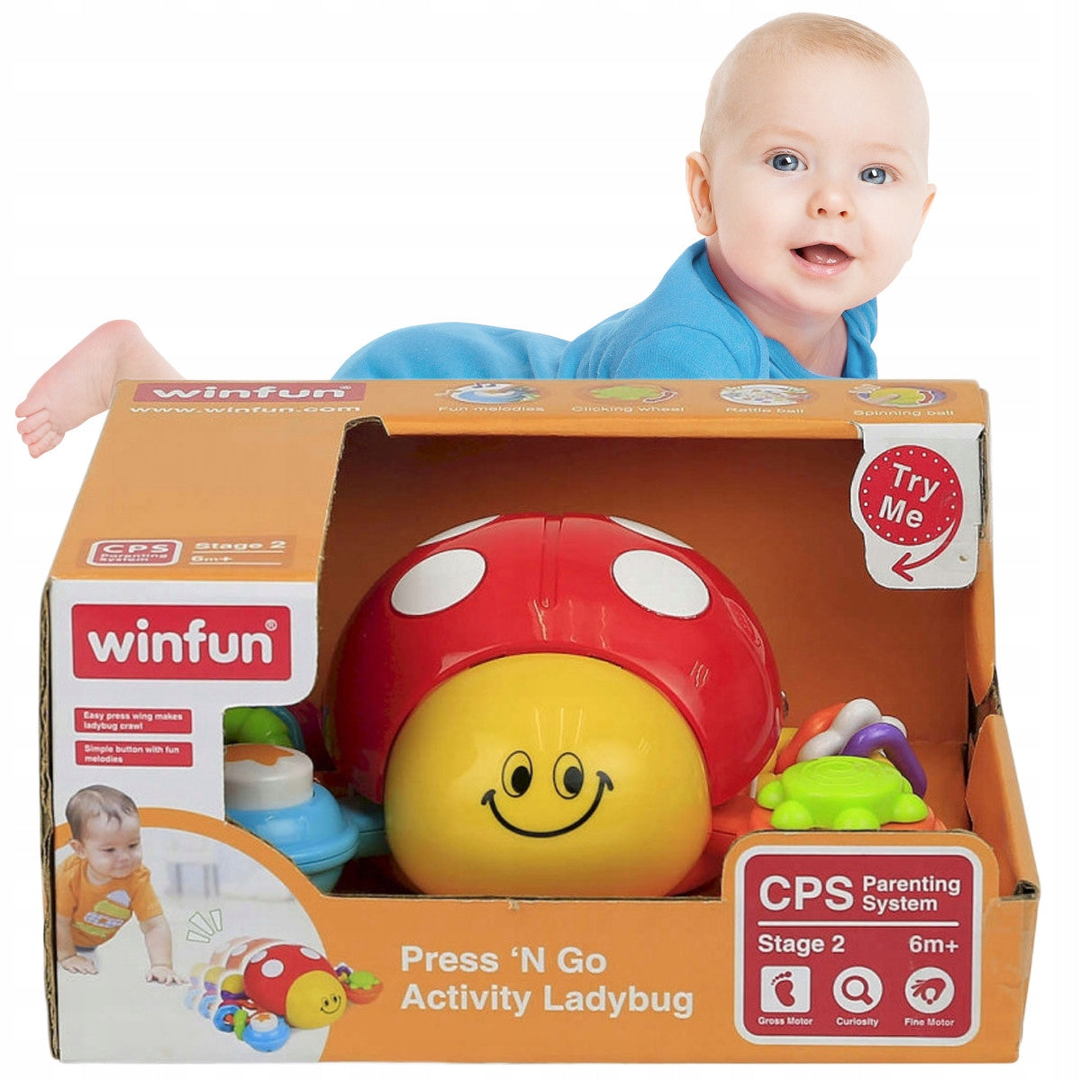 Sensory Ladybug for TODDLER Toy INTERACTIVE Learning to CRAWL Manufacturer code ZABAWKA DLA NIEMOWLAKA NAUKA RACZKOWANIA