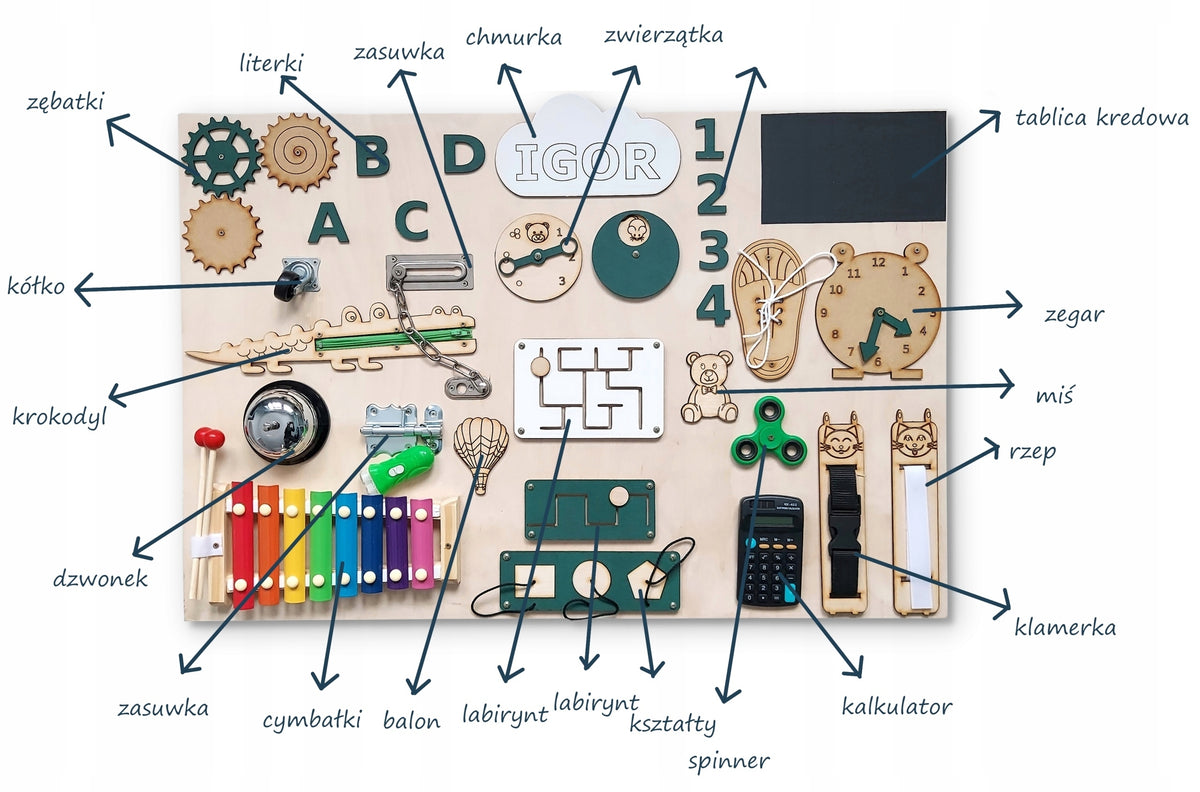 Sensory Manipulation Board 21 Elements 75x50 cm XXXL Manufacturer code tach123