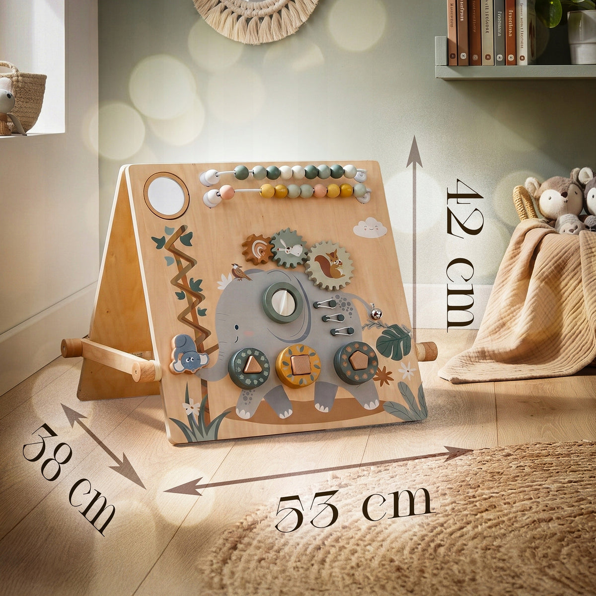 Sensory Manipulation Board Wooden Double Sided 2in1 CHALK Abacus Packaging status original