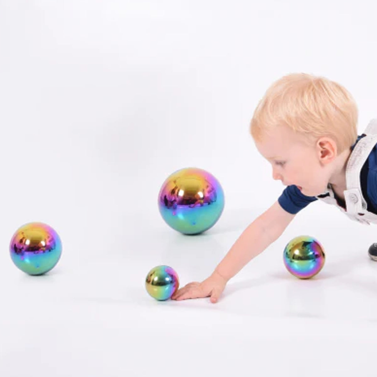 Sensory Mirror Balls for Kids Steel Set of 4 Packaging status original