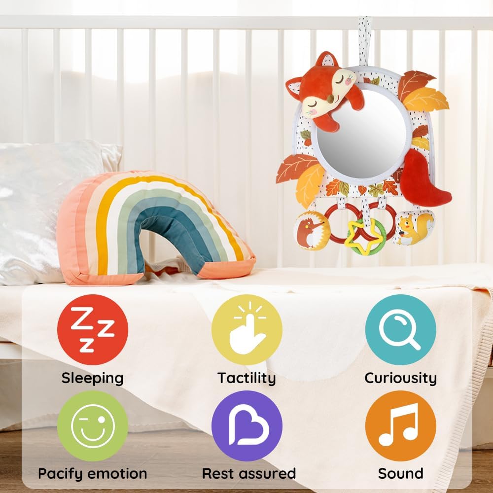 Sensory Pendant with Montessori Fox Mirror for Stroller and Bed 0+ Packaging status original