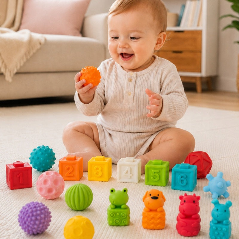Sensory Puzzles Squeeze Puzzle Sound Learning to Count 20 pcs WOOPIE Packaging status original