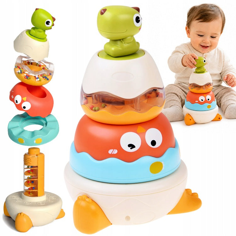 Sensory Tower PYRAMID DINO Puzzle Rattle for Baby Kids