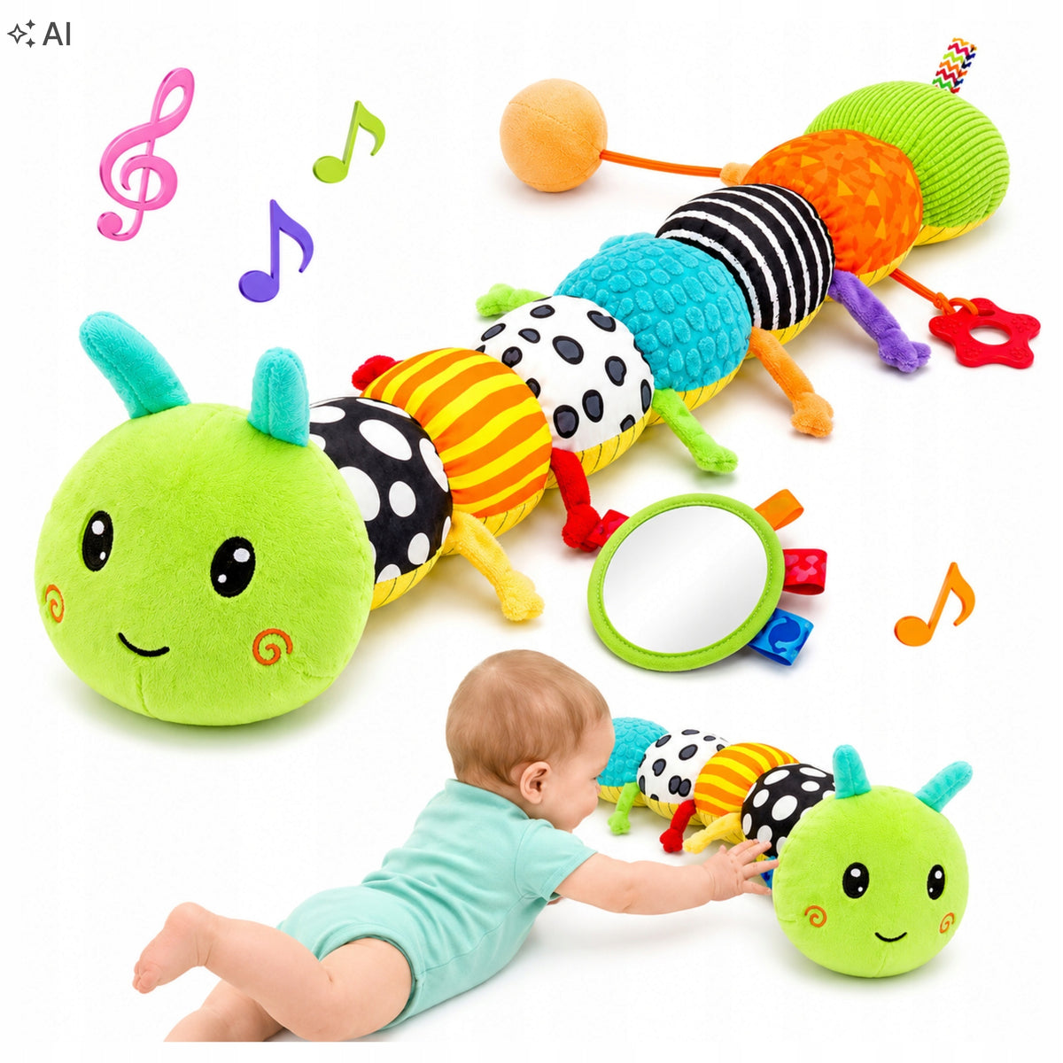 Sensory Toy Caterpillar Plush Antistes Baby Rattle