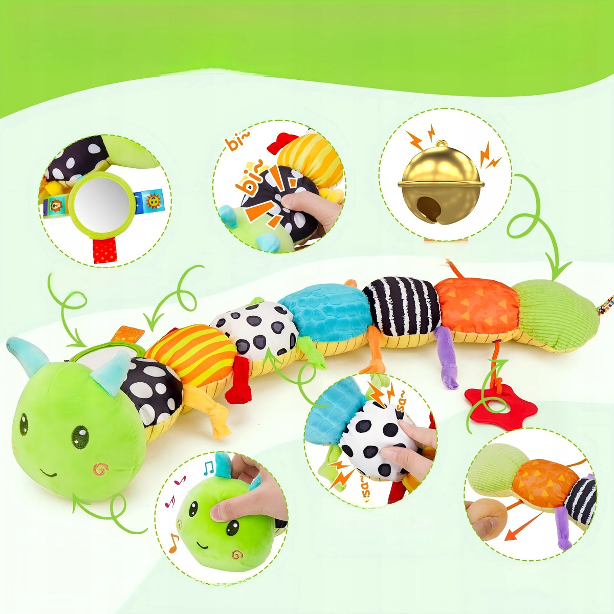 Sensory Toy for Babies, Musical Plush Anti-Stress Caterpillar Packaging status original