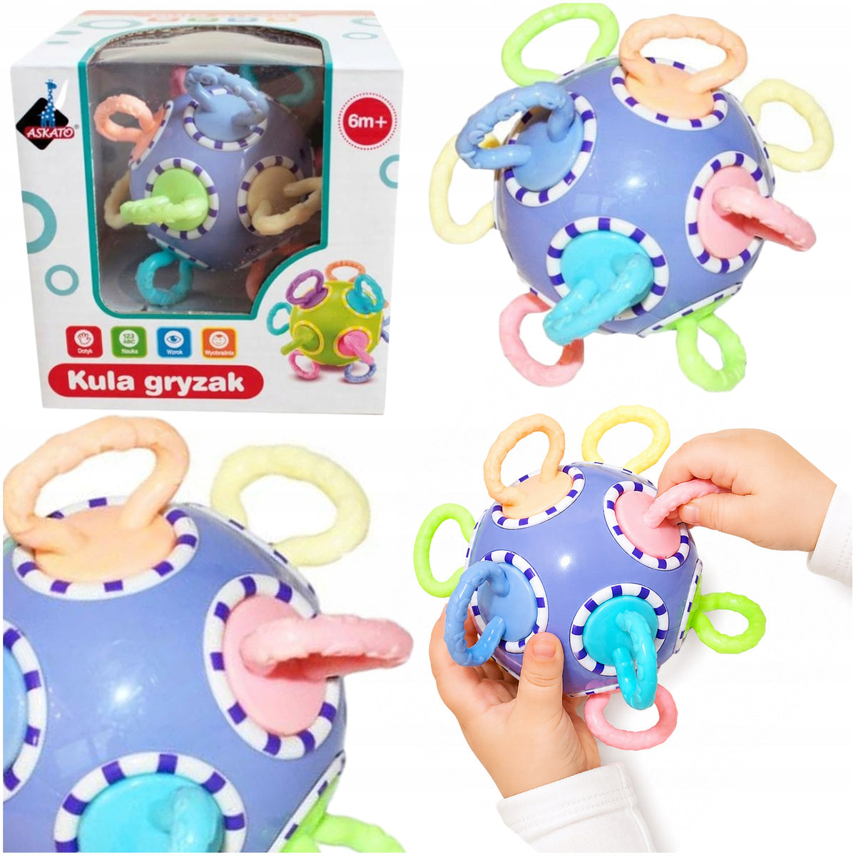 Sensory Toy for Half-Year-Old Child Ball Manufacturer code KULA SENSORYCZNA GRYZAK NA ZĄBKOWANIE ZABAWKA