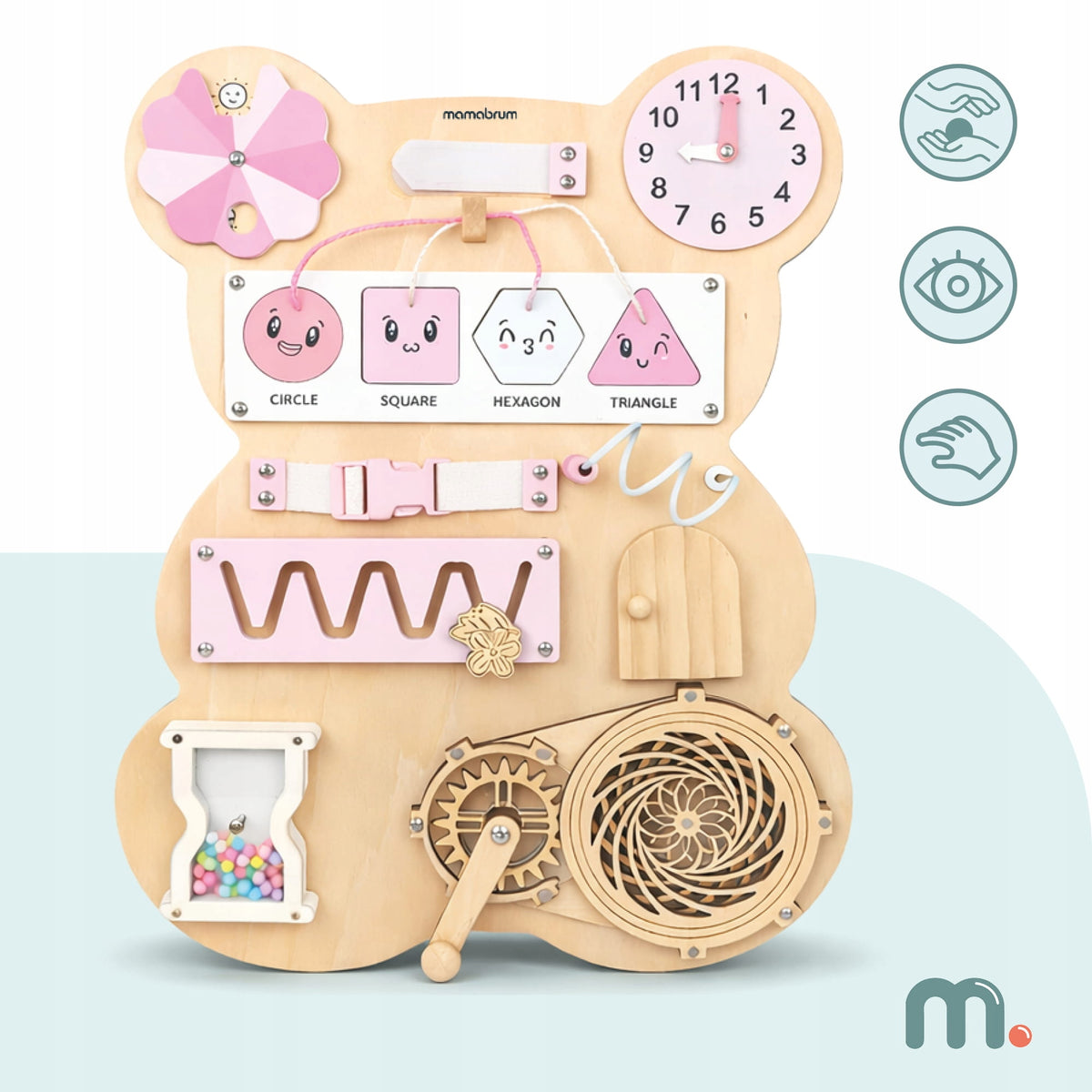 Sensory board Montessori Bear Mamabrum clock labyrinth moving elements Packaging status original