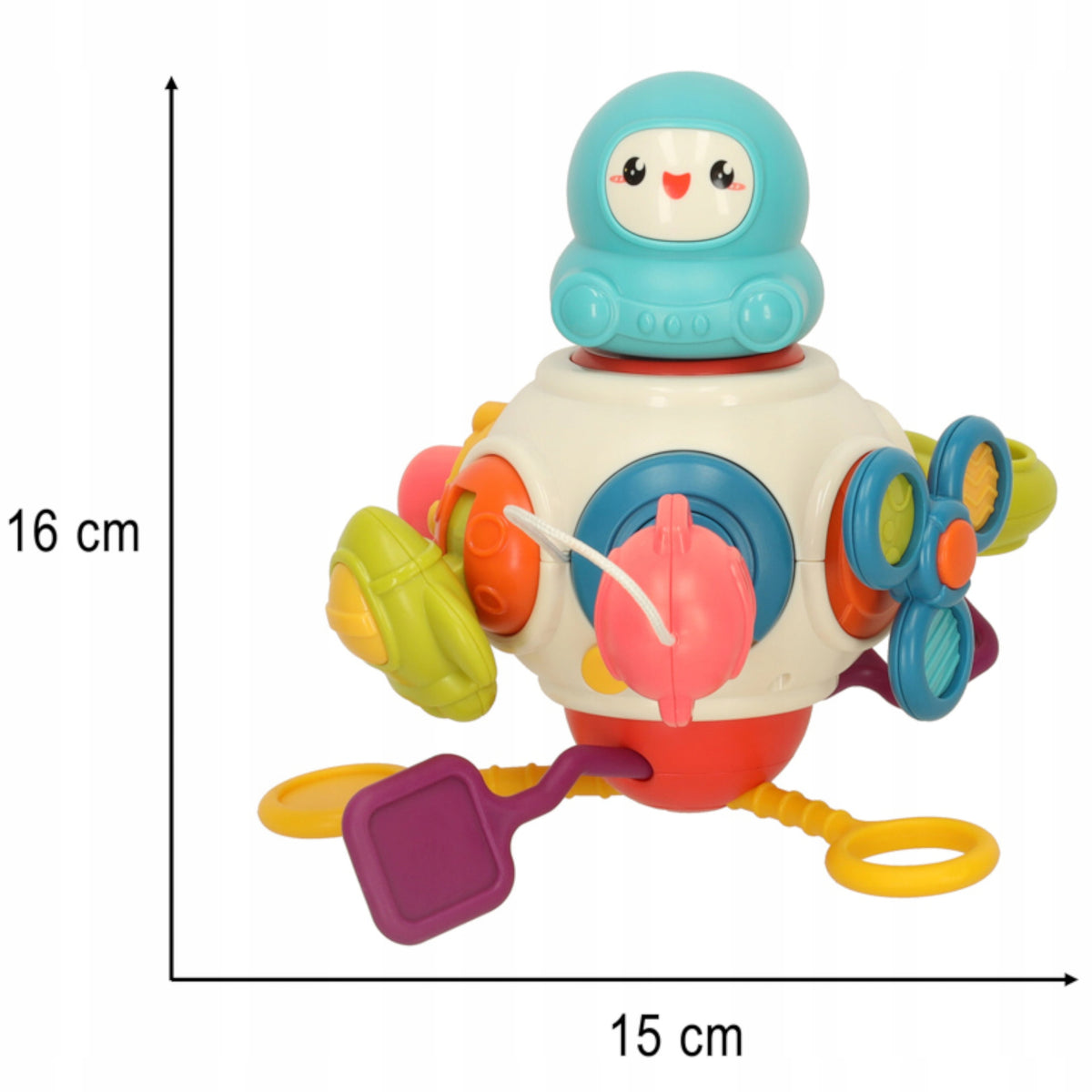 Sensory cube rattle 8in1 | teether hook for stroller Batteries included no