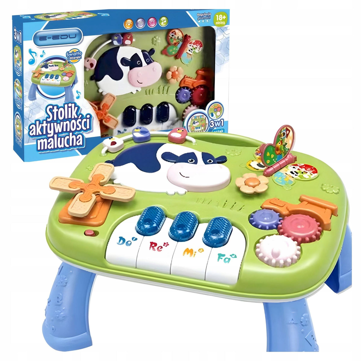 Sensory manipulation board piano table 3in1 moving parts 18mc Manufacturer code Stoliczek edukacyjny