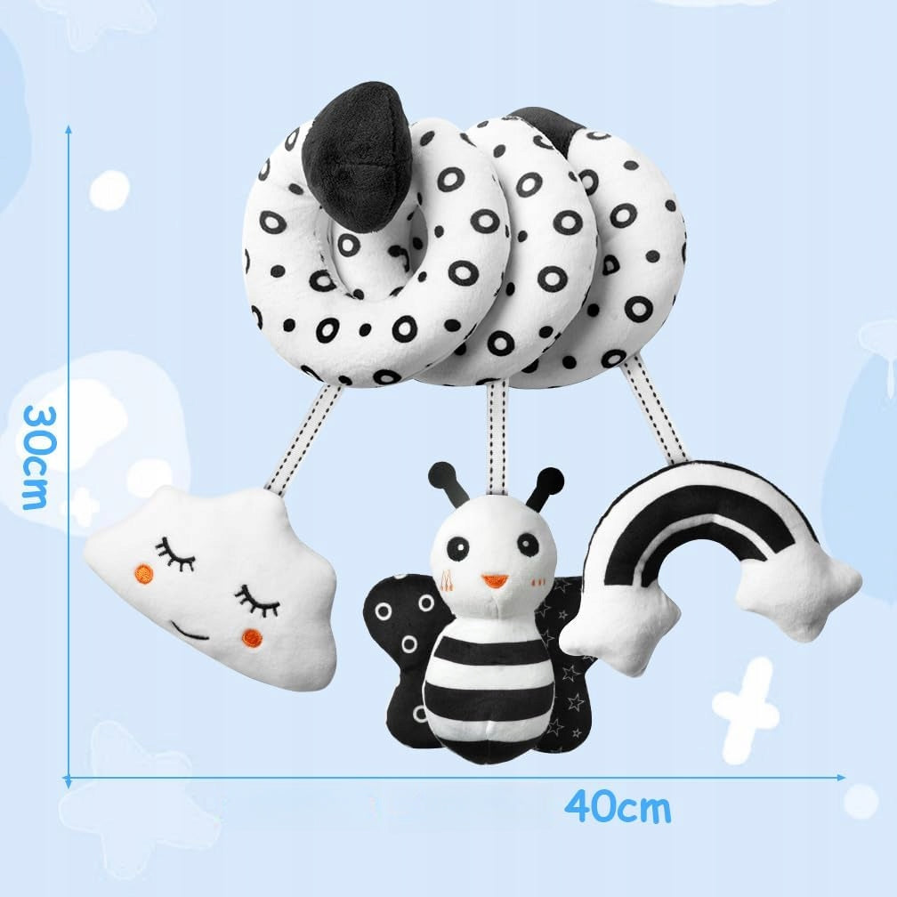 Sensory toy spiral contrast car seat black and white bee Kind pendants