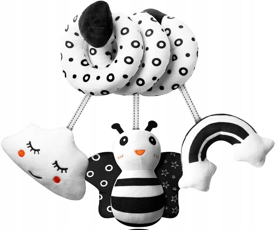 Sensory toy spiral contrast car seat black and white bee