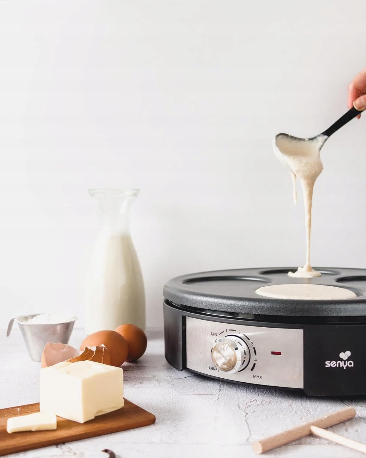 Senya Pancake maker 30cm 2 interchangeable plates 1500W non-stick black Brand Senya