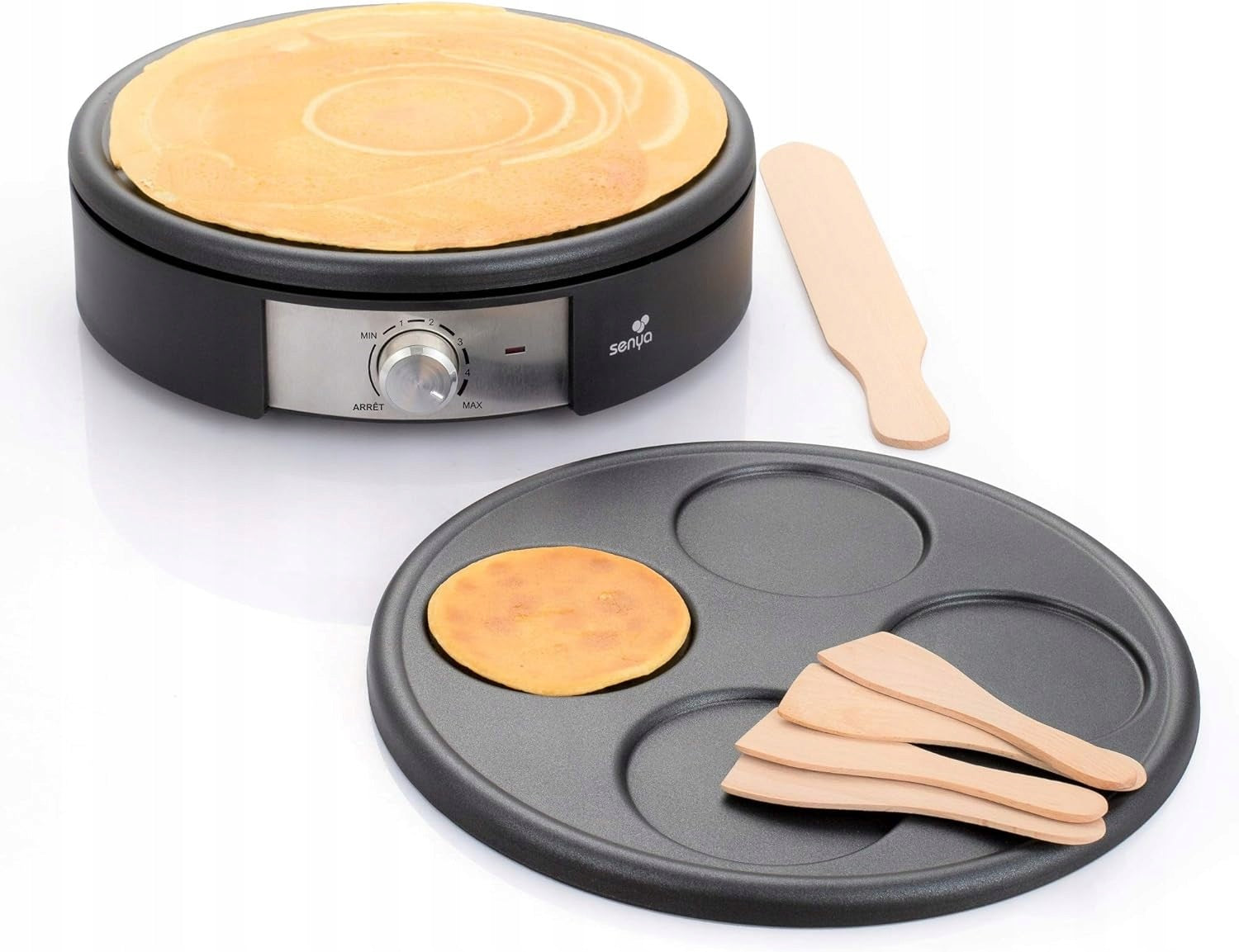 Senya Pancake maker 30cm 2 interchangeable plates 1500W non-stick black