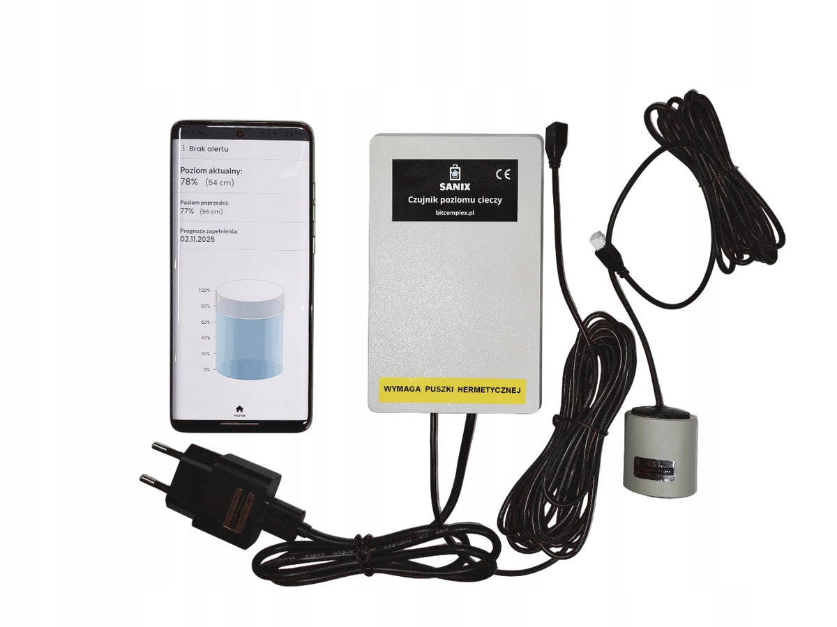 Septic tank filling sensor for 230V Wi-Fi Internet SMS Email