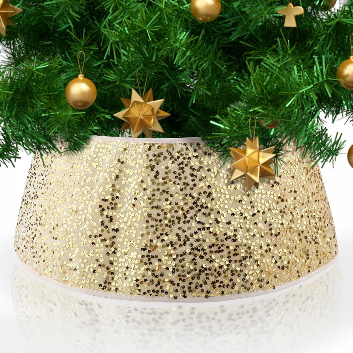 Sequin Christmas Tree Stand Cover Small | Decorative Christmas Tree Collar