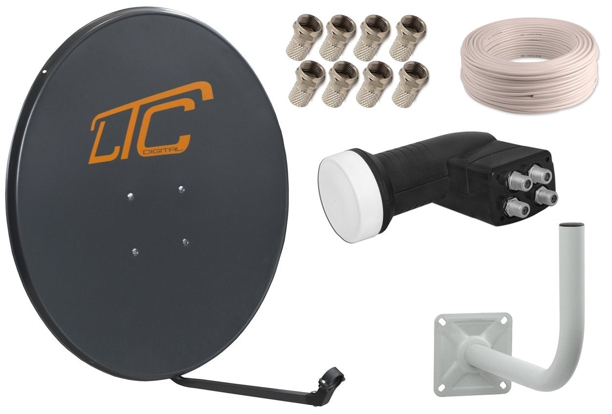 Set 4xTV ANTENNA 90CM QUAD BRACKET 50M CABLE 8xF