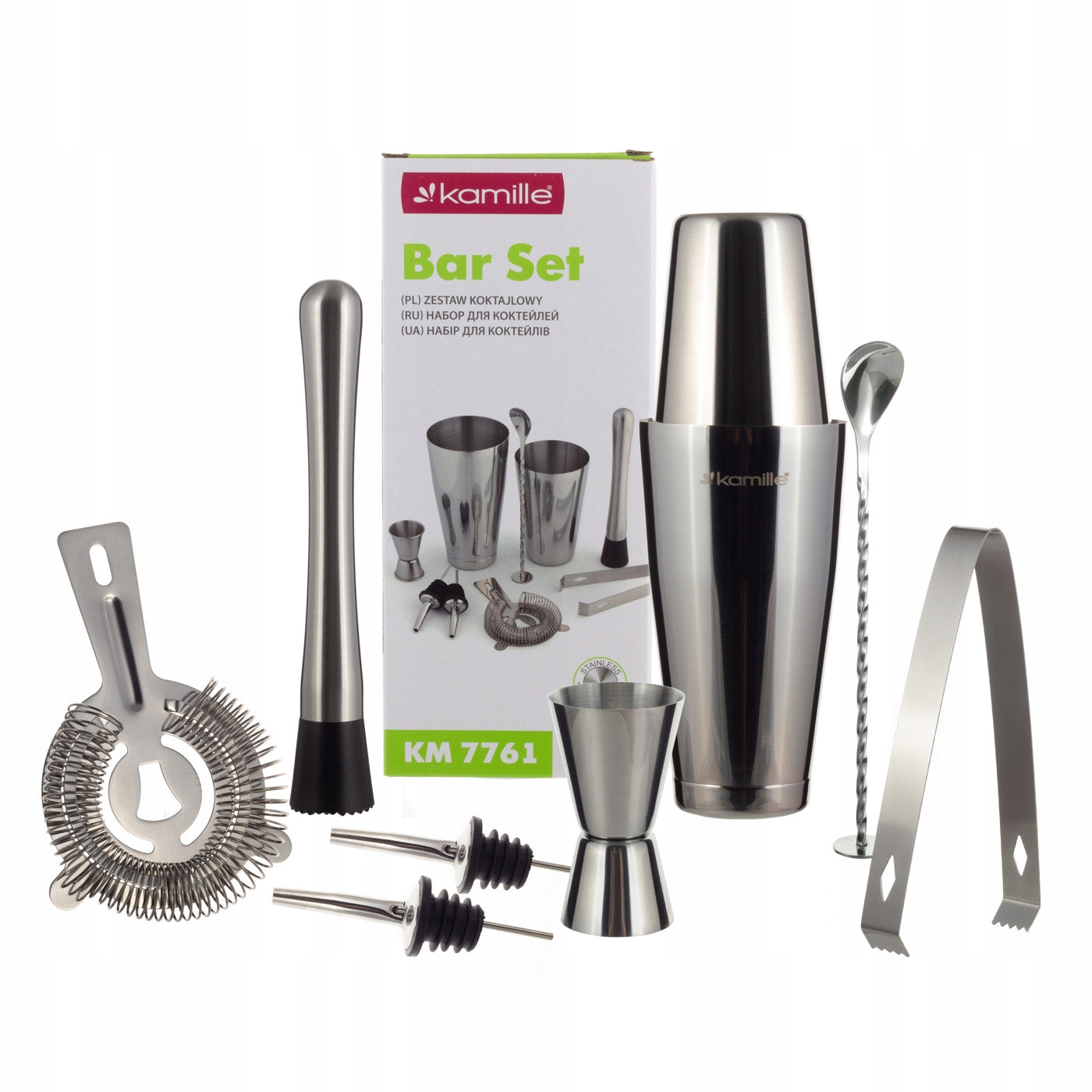 Set Bartending Shaker For Cocktail Drinks KAMILLE 9 elements For Gift Manufacturer code 7761