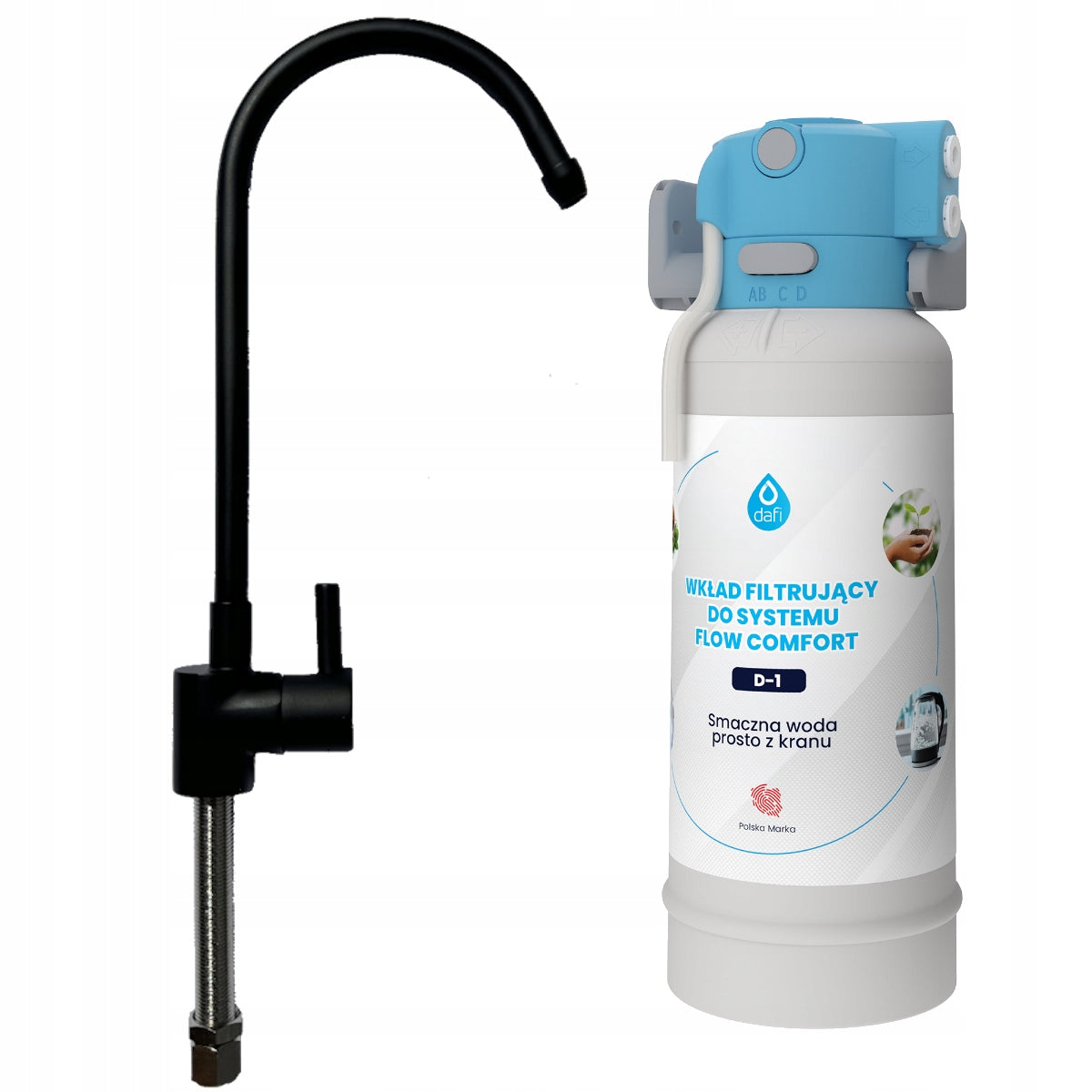 Set DAFI FLOW COMFORT D1 Drinking Water Filter System + Black Faucet Packaging status original
