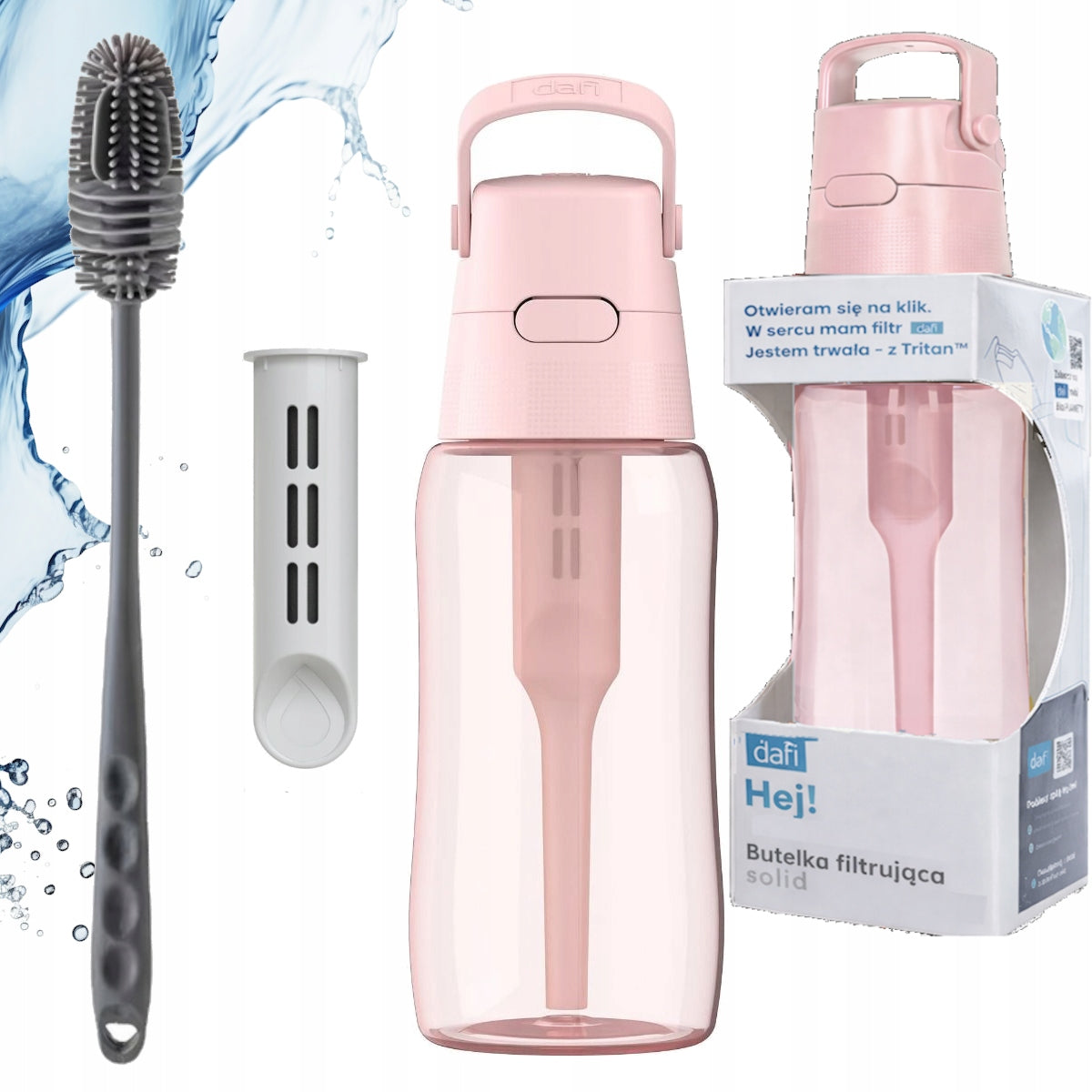Set Filter bottle DAFI SOLID DODA 0,5 Baby Pink + toothbrush