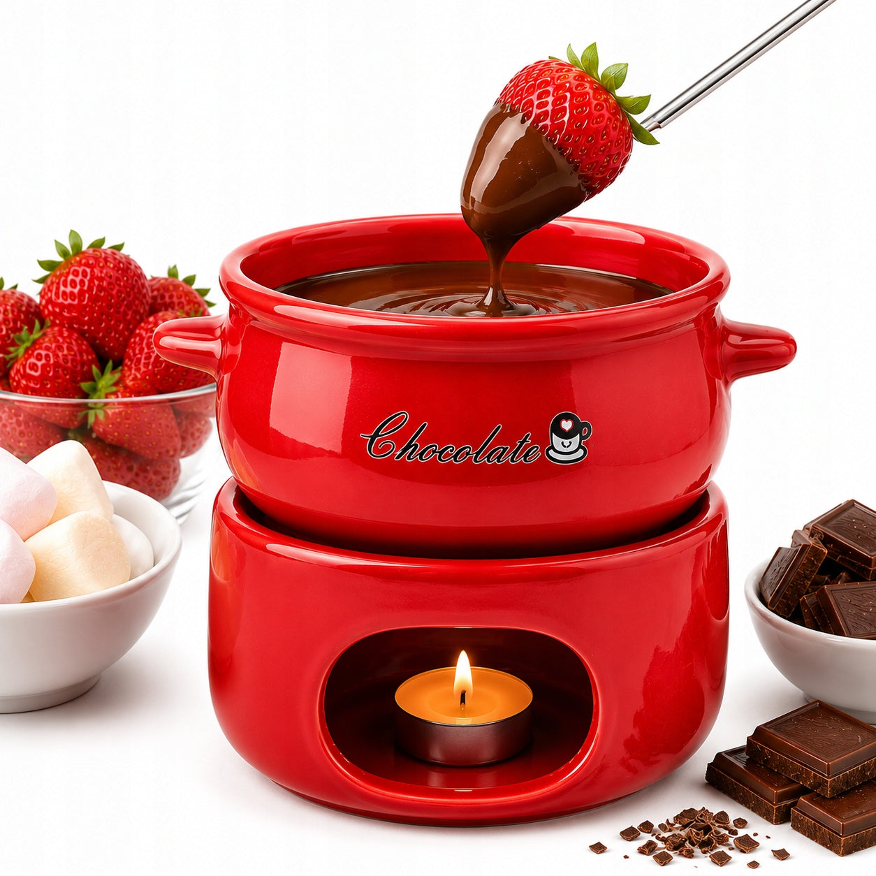 Set Fondue Chocolate Valentine's Day Gift for Girls Couples Anniversary