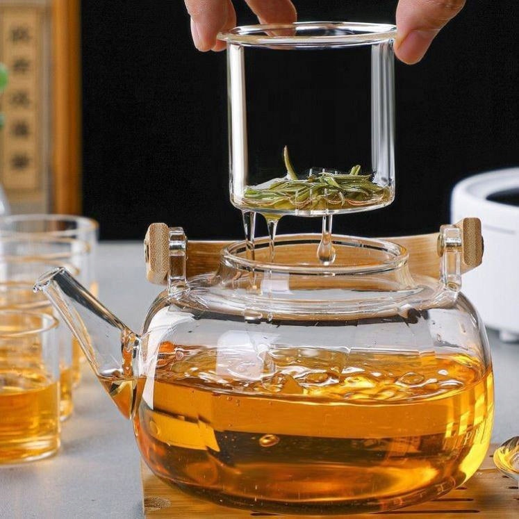 Set Glass kettle brew for tea 1000ml with infusor and 6 cups. Packaging status original