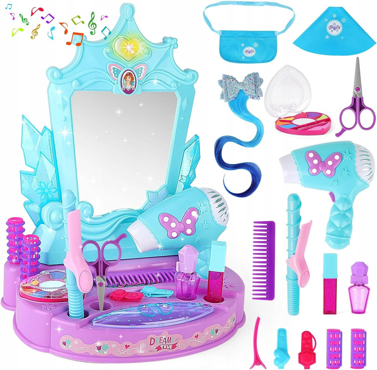 Set Hairdressing Dressing Table for Girls Ice Styling LED Dryer Packaging status original