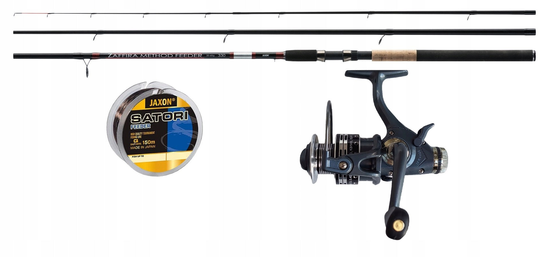 Set Jaxon Fishing Rod Zaffira Method 3,3m Feeder Reel Free Gear Fishing Line