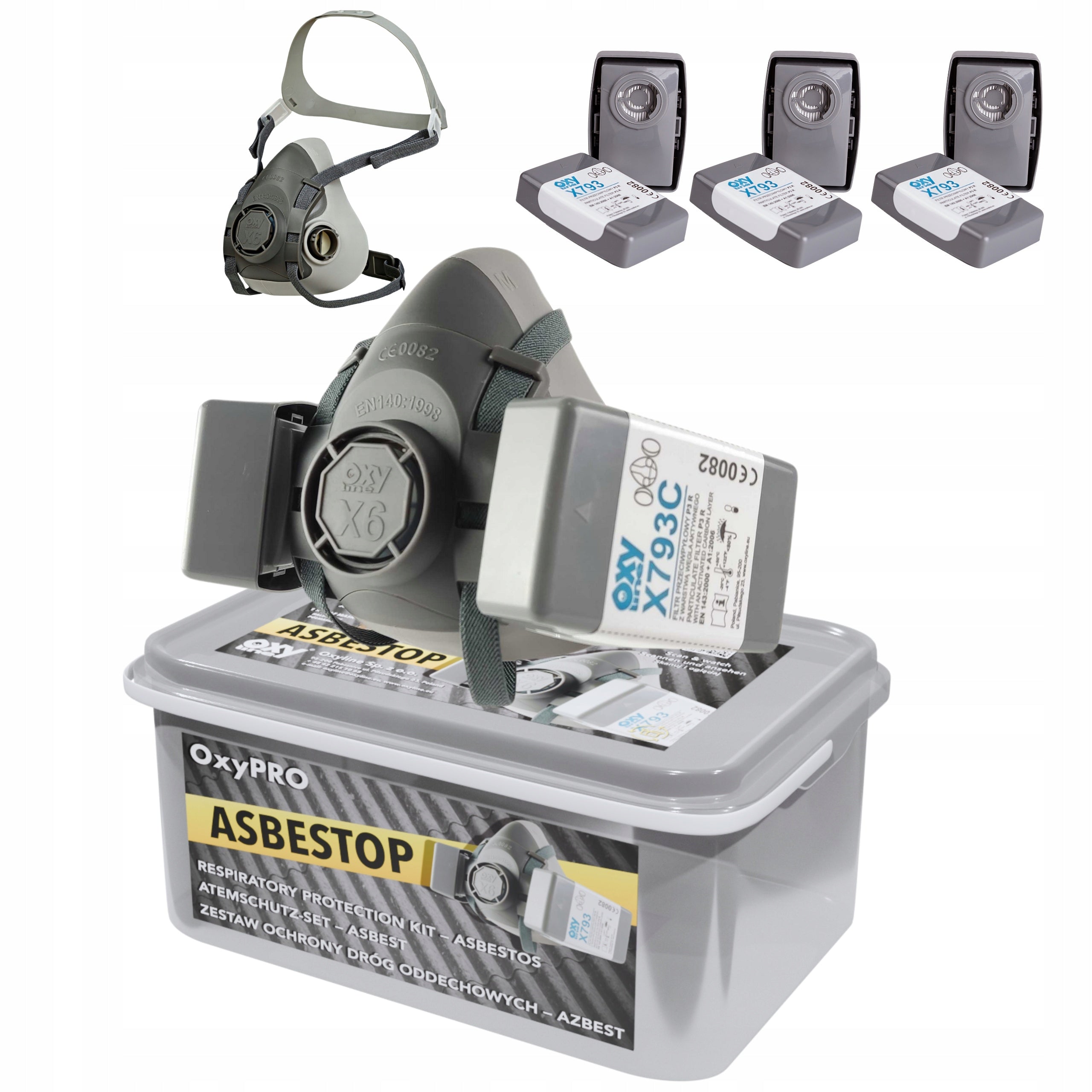 Set Mask Half Mask Dust Protective ffp3 FOR WORK WITH ASBESTOS - P3