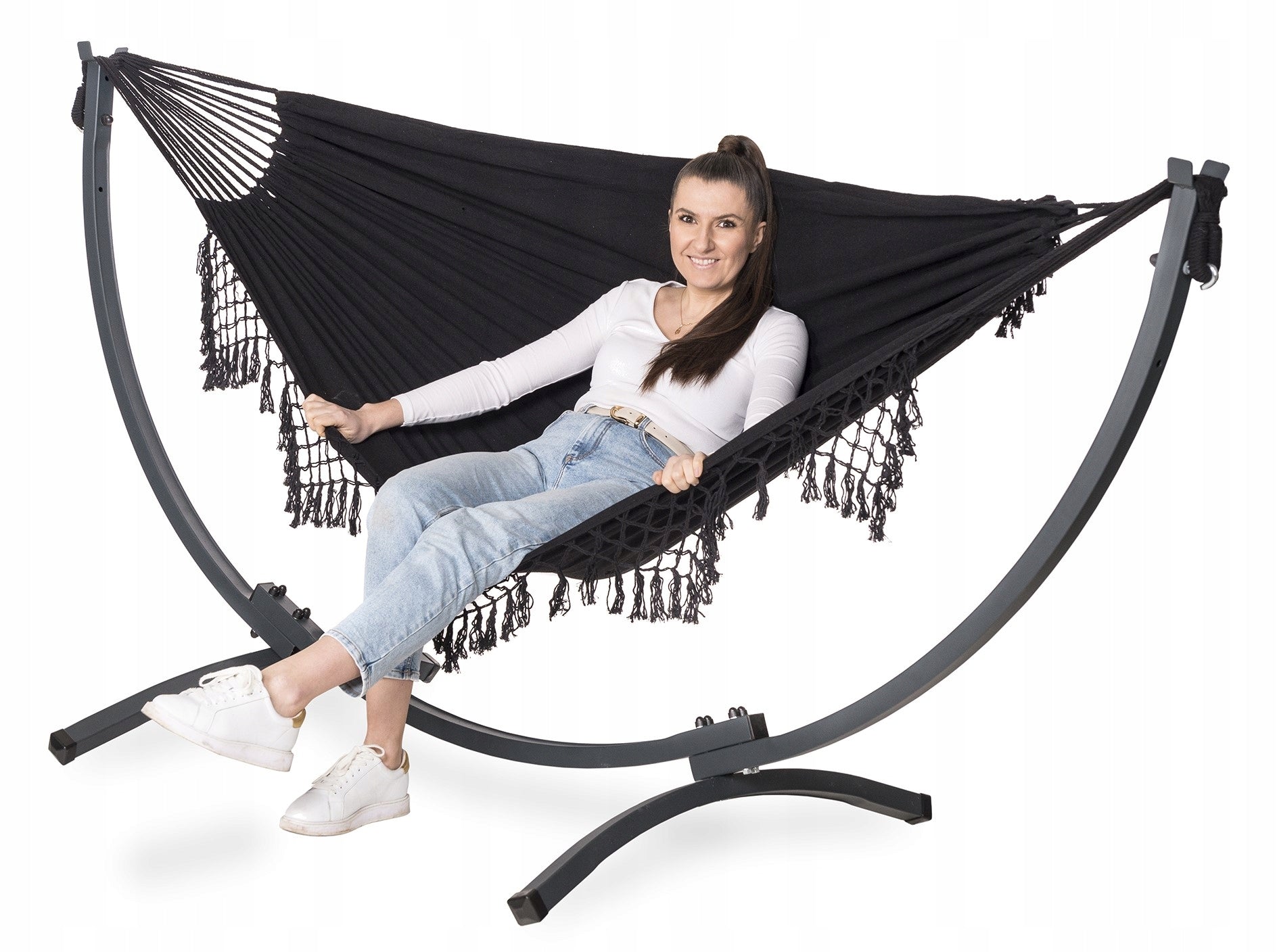 Set Metal Hammock Frame Powder Painted 220kg + BOHO 2-Person Packaging status original