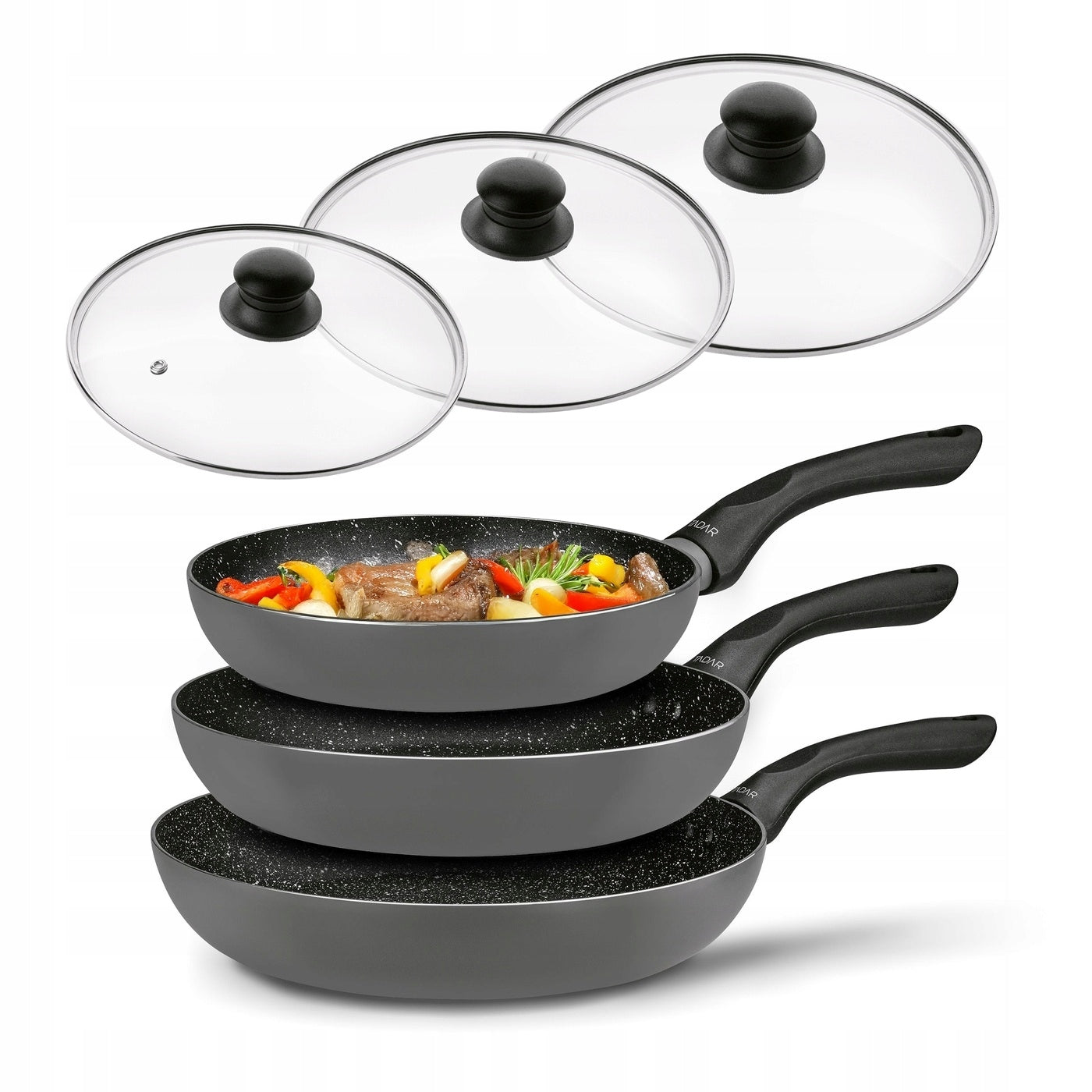 Set PAN INDUCTION with Lids GAS Tadar Amarantina Grey 20/24/28