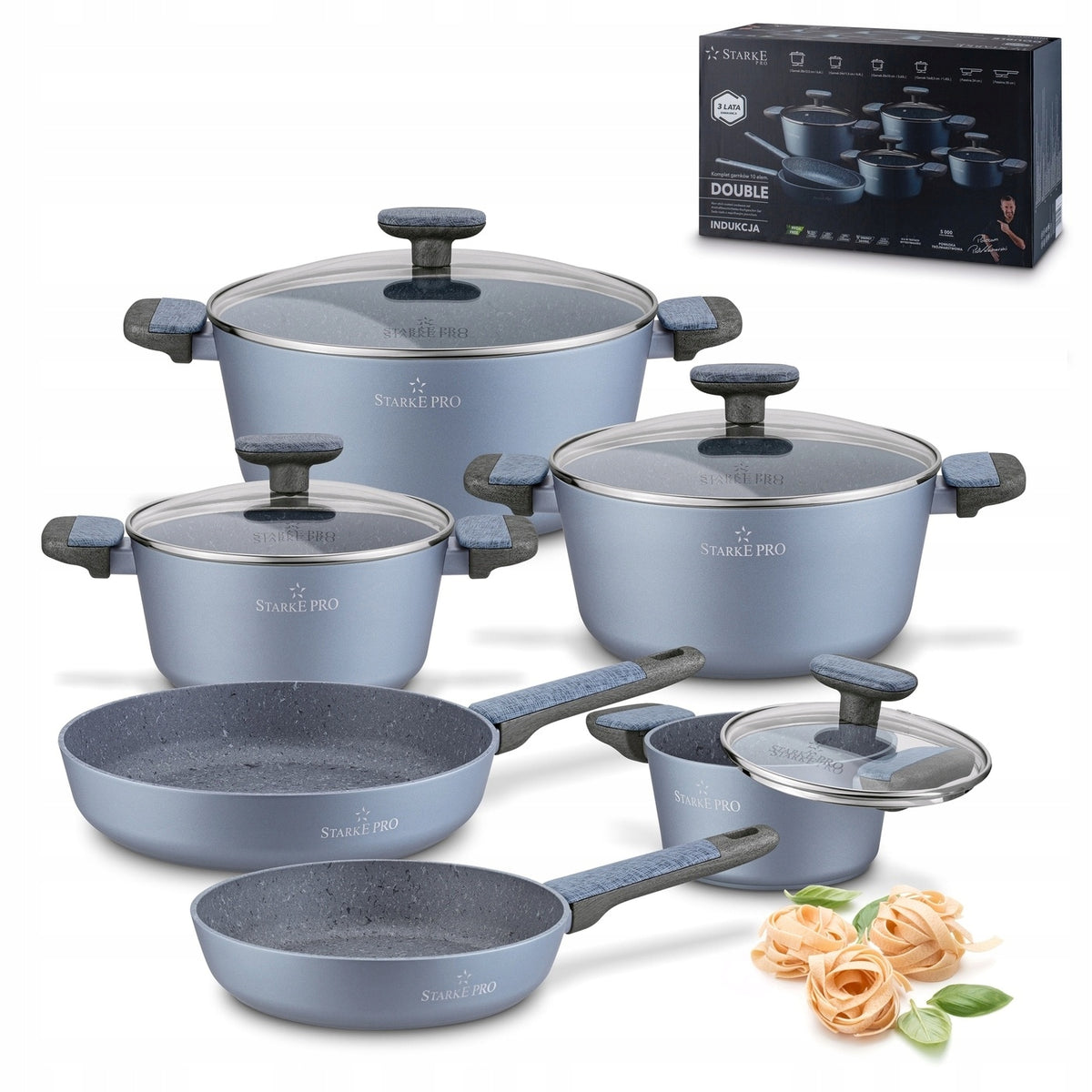 Set POT PAN + LIDS Induction Starke Pro Double 10el