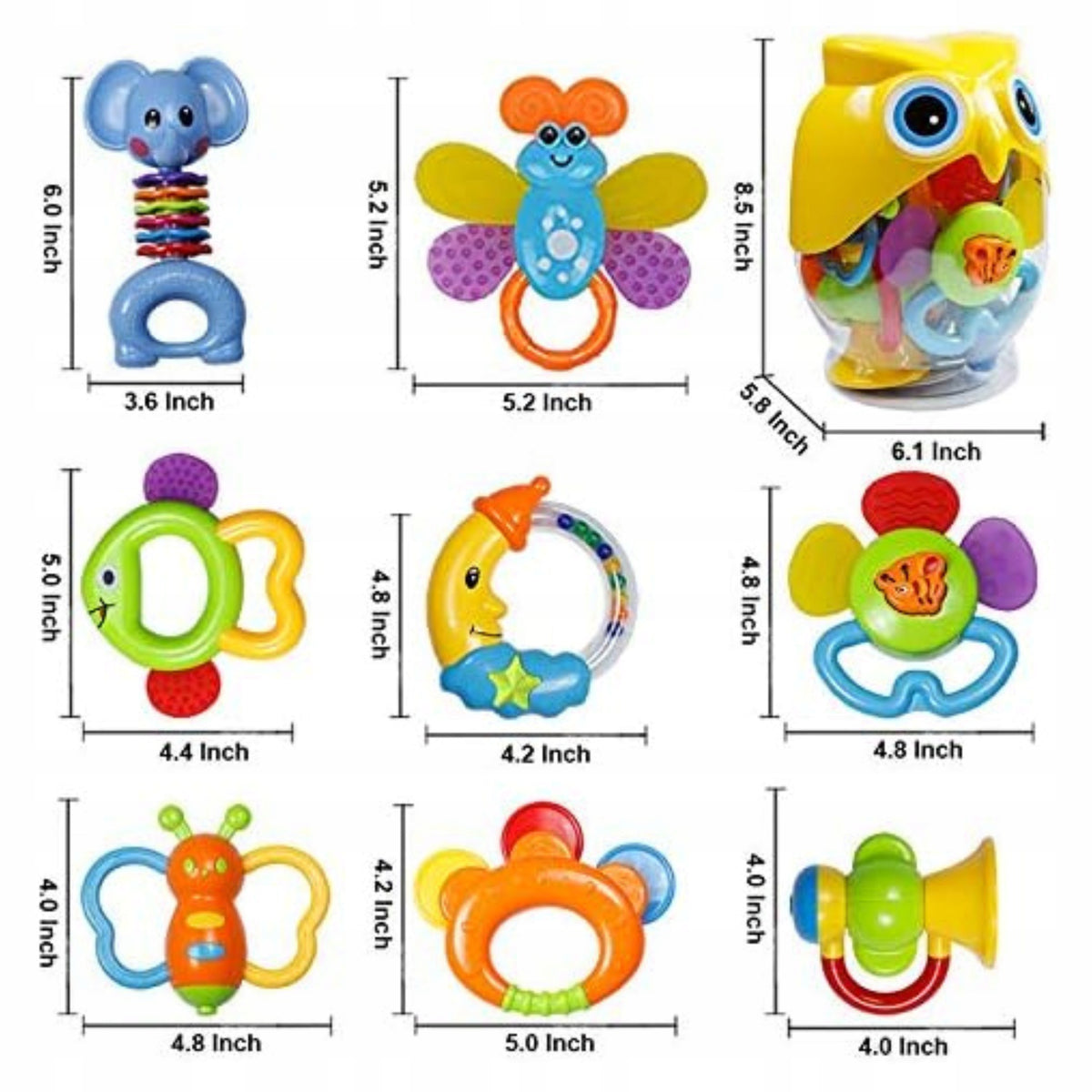 Set Rattles Owl Teethers For Infants 8el Sensory Pouch Box Manufacturer code 6063032871