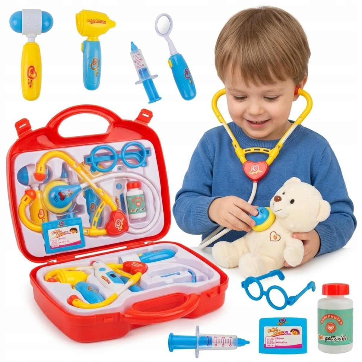 Set SMALL DOCTOR Medicine For Children Suitcase Doctor for Gift GIFT red