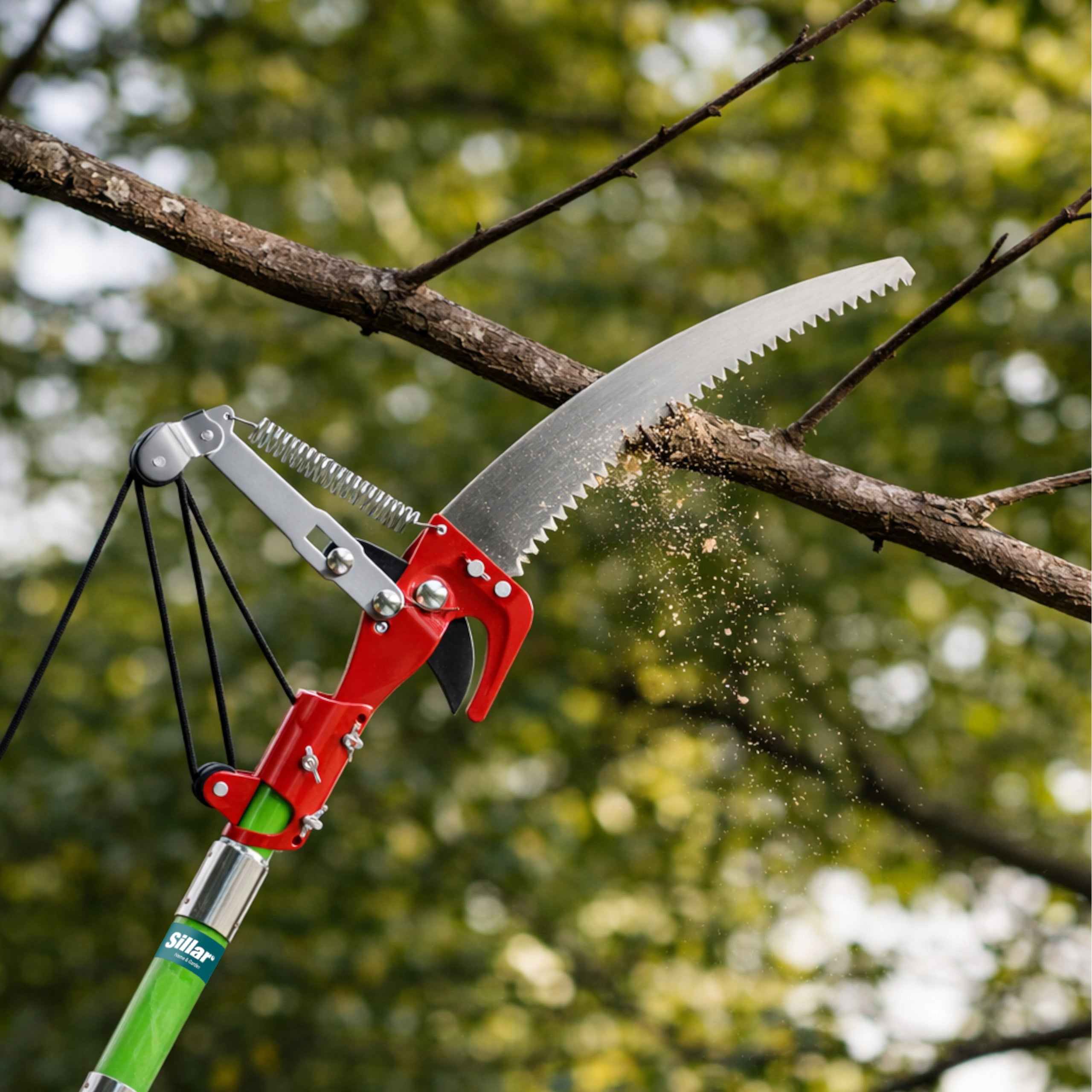 Set Sillar Telescopic sectional saw 6m rope pruner + 3x saw blade Power supply handheld