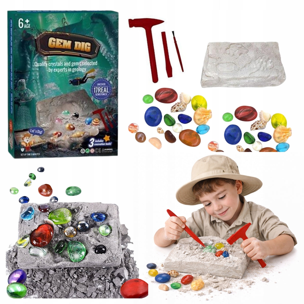 Set Small Archaeologist Gems of Crystals and Stones Excavation