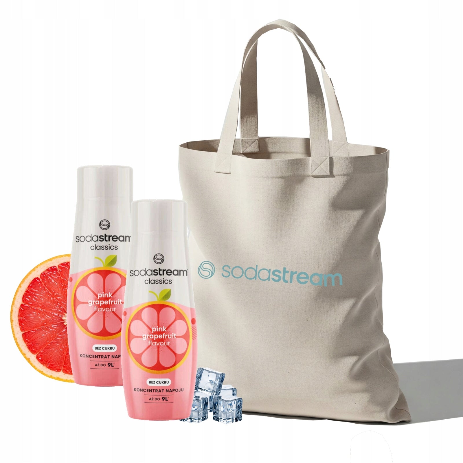 Set Syrup concentrate Soda Stream PINK GRAPEFRUIT 2x440ml + Bag FREEBIE