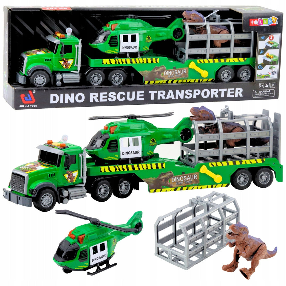 Set Truck Helicopter Cage With Dinosaur World Sounds Lean