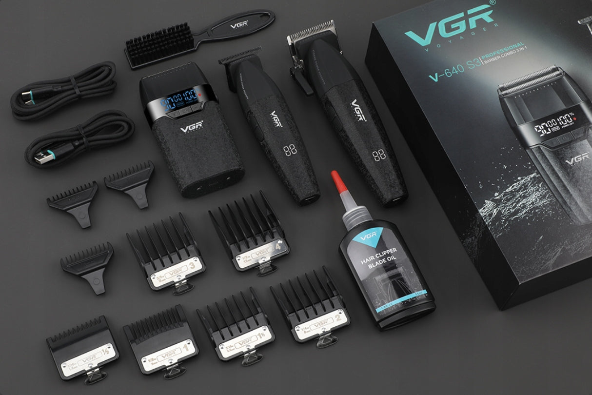 Set VGR V-640 S3 Machine + Trimmer + Shaver Brand VGR