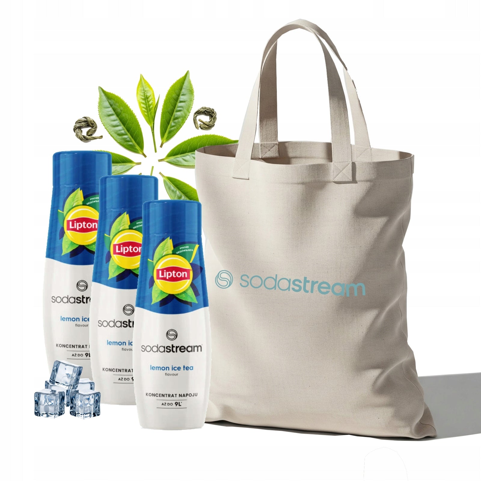 Set Water syrup SodaStream Lipton Lemon Ice Tea 3x440ml + Bag FREEBIE