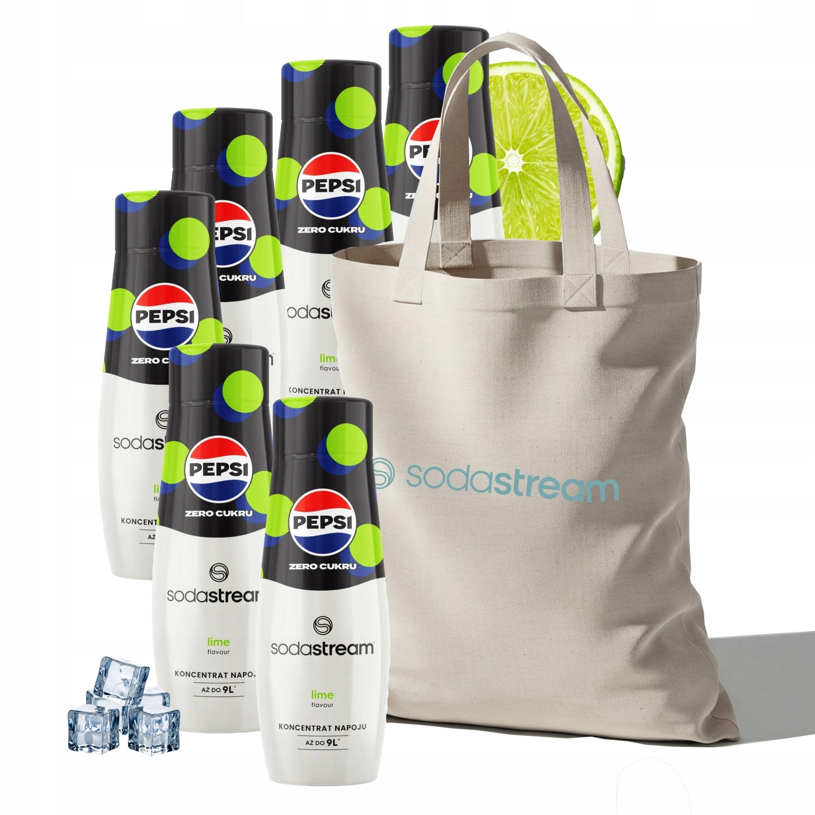Set Water syrup SodaStream PEPSI LIME Zero 6x440 ml + Bag FREEBIE