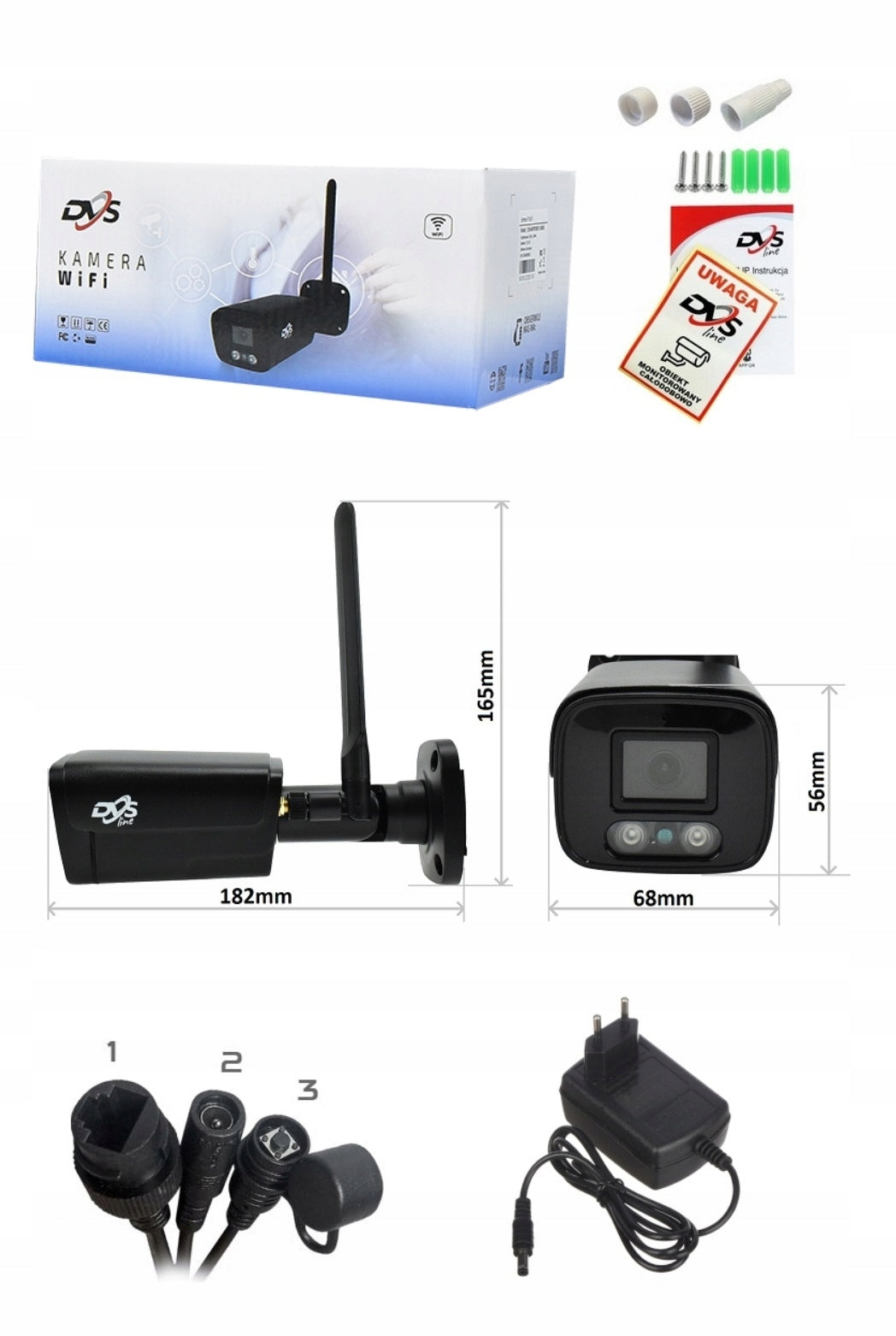 Set WiFi Monitoring 4 Cameras 5Mpx Outdoor Black Tube Smart IR Preview Manufacturer code DVS-NVR0801-E8+4xDVS-MP5036ET-IRWS