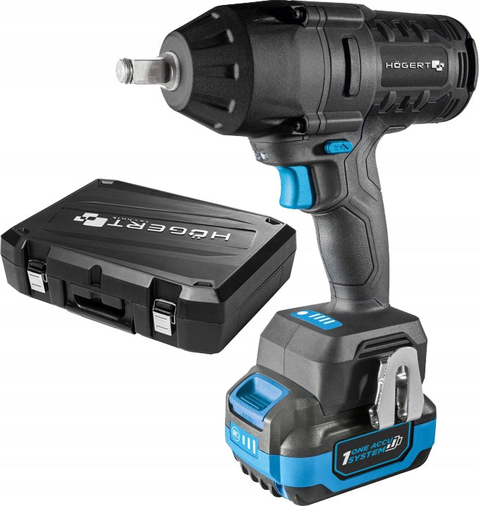 Set: brushless impact wrench 600Nm, 1/2'', charger 4A, aku. 4Ah