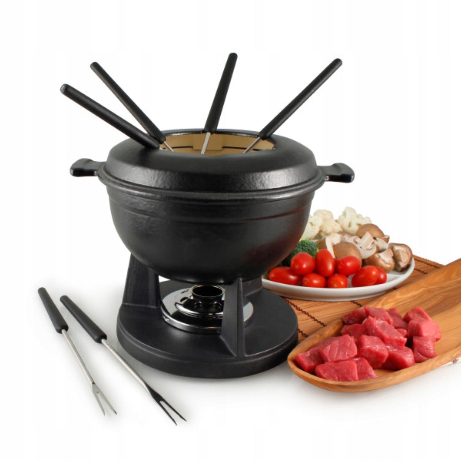 Set for Fondue LUCERNE cast iron for 6 people SWISSMAR black
