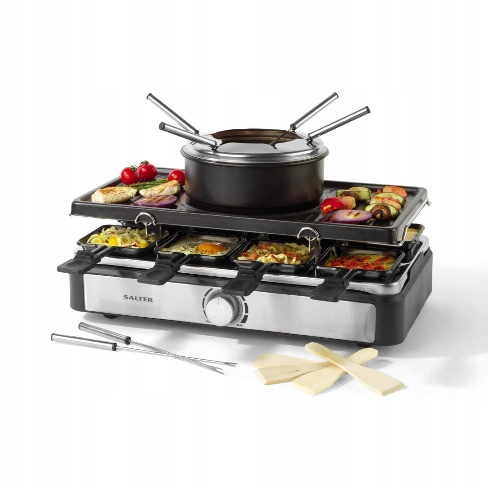 Set for Fondue Salter RACLETTE & FONDUE Electric Grill 1400W 42x23 cm Packaging status original