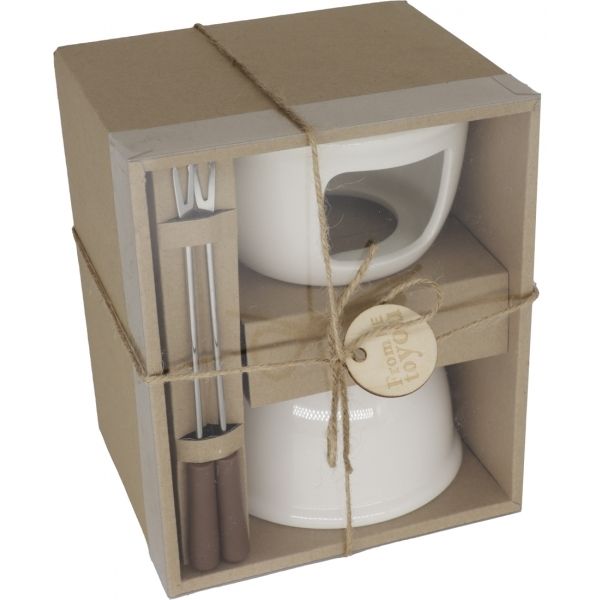 Set for Fondue white 2 forks Brand no brand