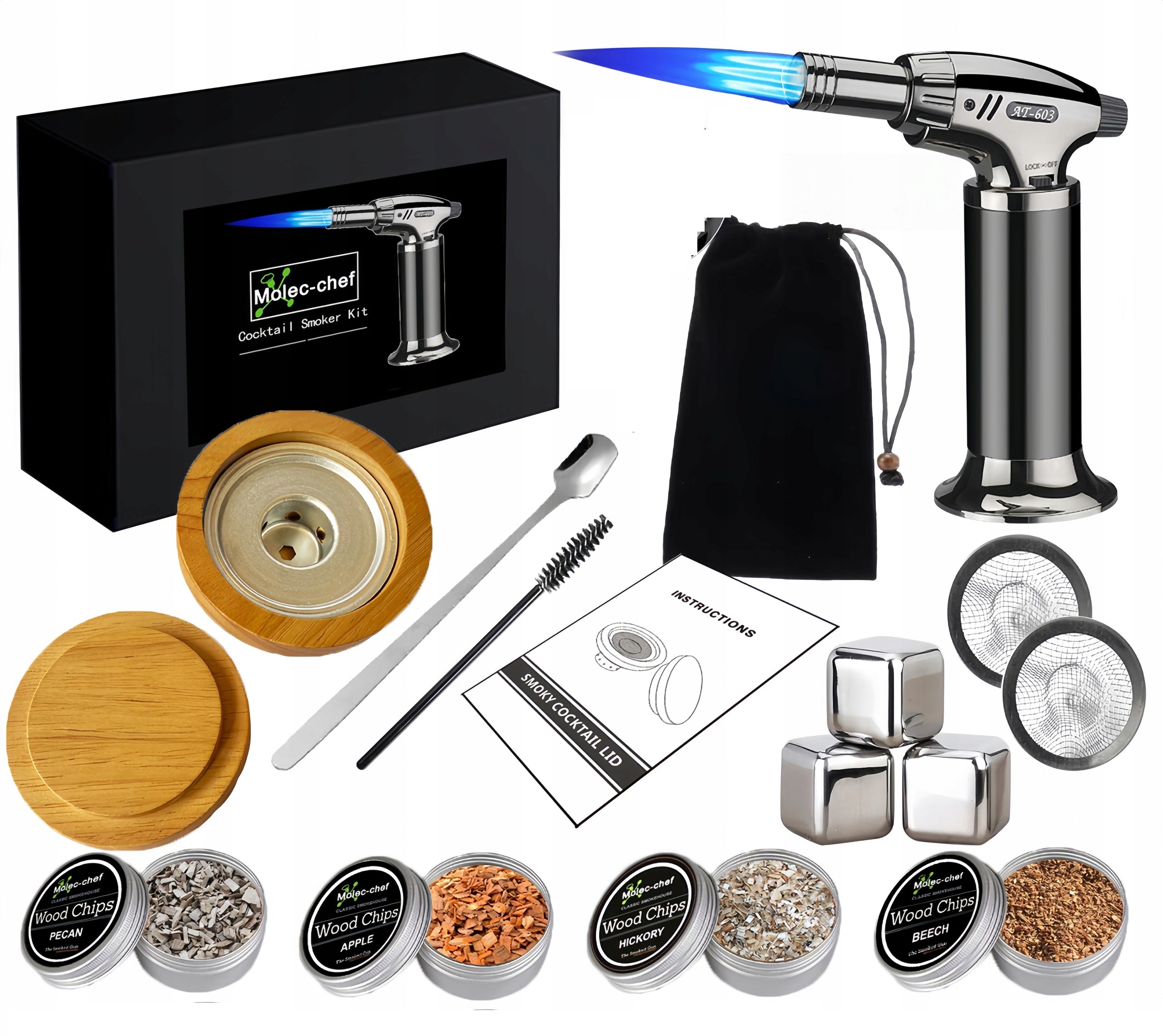 Set for Smoking Whisky Aromatizer Dishes Cheese Flavored Smoked Flakes