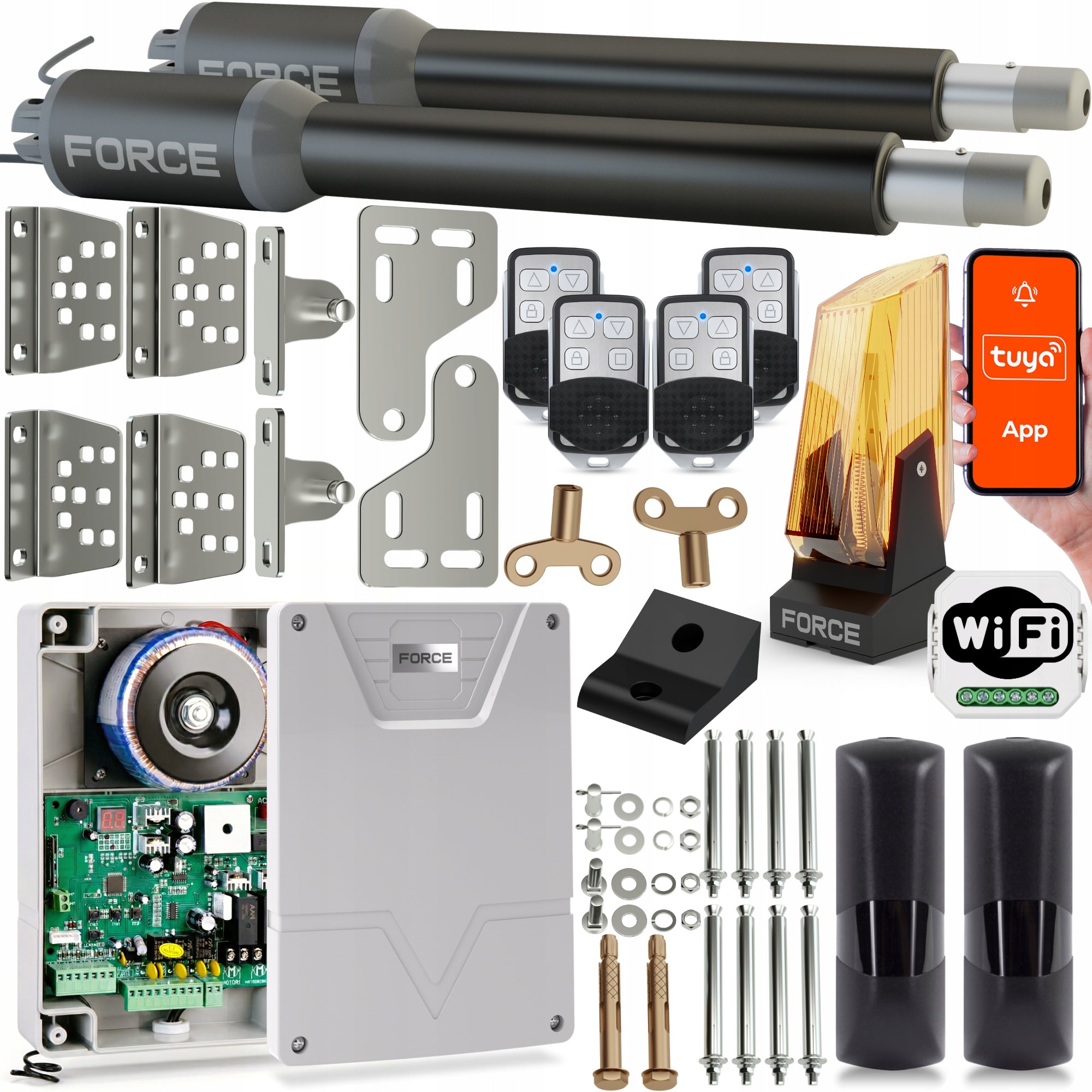 Set for double-leaf gate FORCE SW200 2x2m 400 kg WiFI for sash
