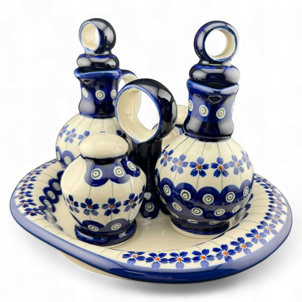 Set for spices salt pepper oil vinegar 9010 A-166A G2 Ceramika Bolesławiec Brand Zakłady Ceramiczne "Bolesławiec"