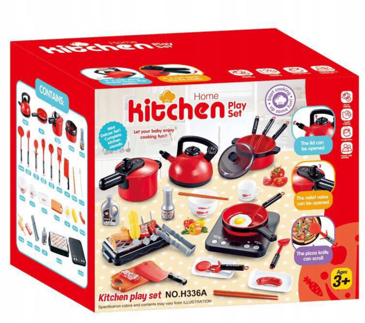 Set kitchen pots grill accessories sound 36 el Color red
